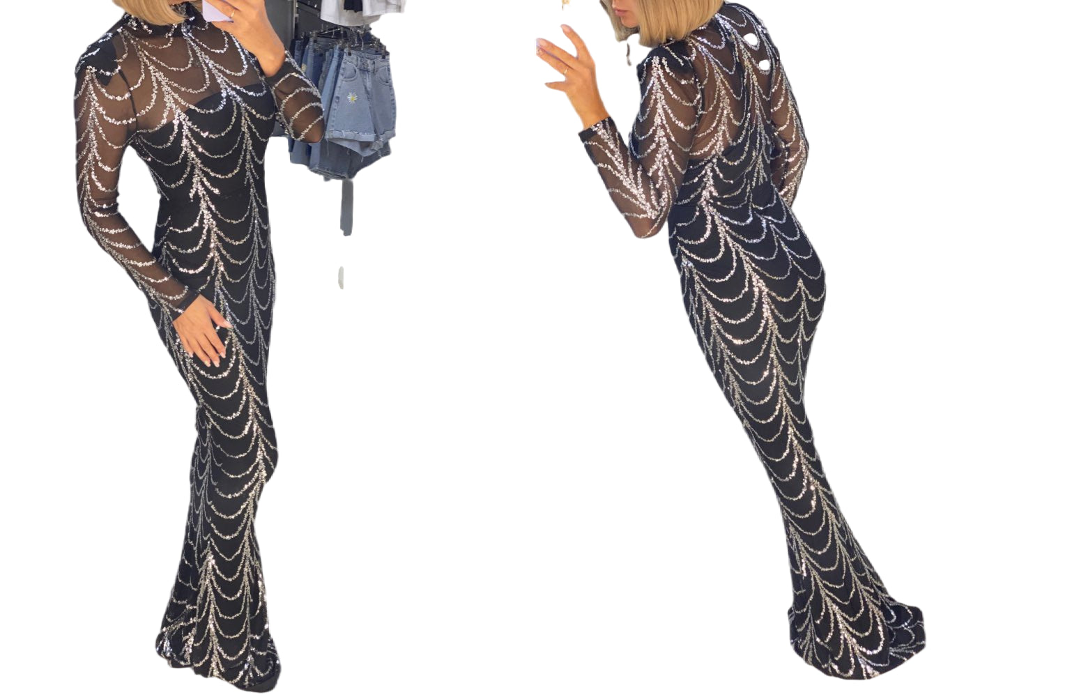 Glamorous Sequin Long Sleeve Maxi Dresses Gold Beachwear Australia