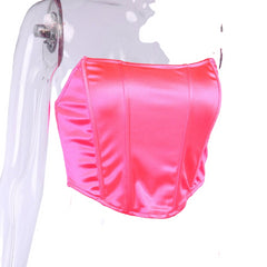Off Shoulder Strapless Sleeveless Corset Tops for Women Pink Beachwear Australia