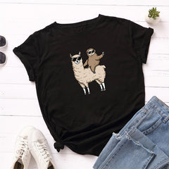 Sloth Riding Sheep T-shirt Black Beachwear Australia