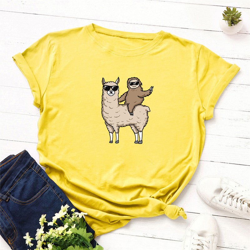 Sloth Riding Sheep T-shirt Yellow Beachwear Australia