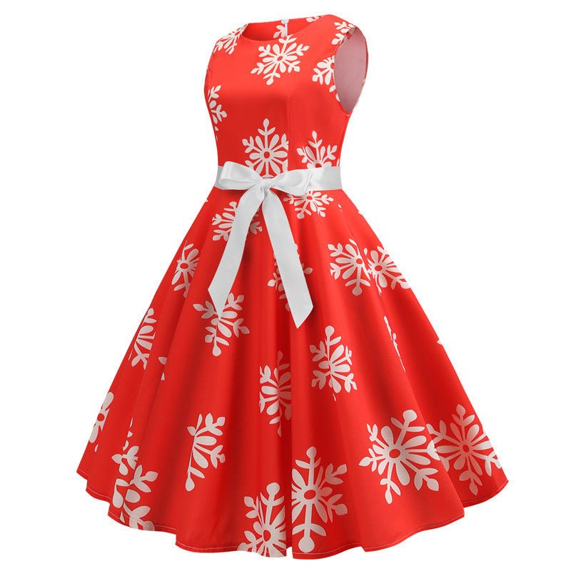 Snowflake Printed Sleeveless Dress for Women Red Beachwear Australia