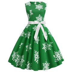 Snowflake Printed Sleeveless Dress for Women Green Beachwear Australia
