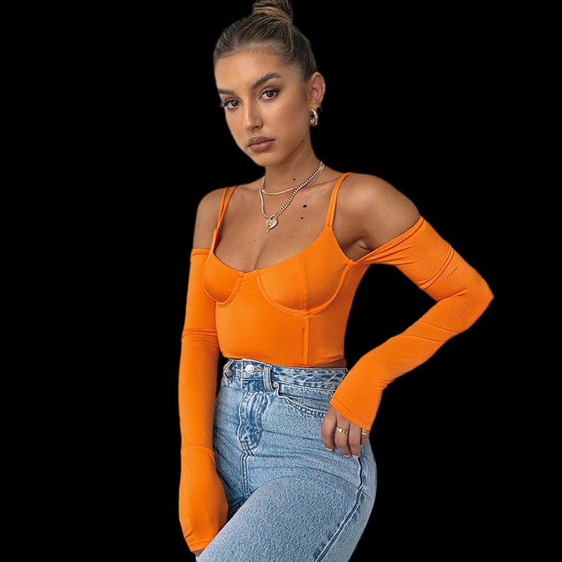 Elevate Your Style with the Long Sleeve Crop Corset Top for Women Orange Beachwear Australia