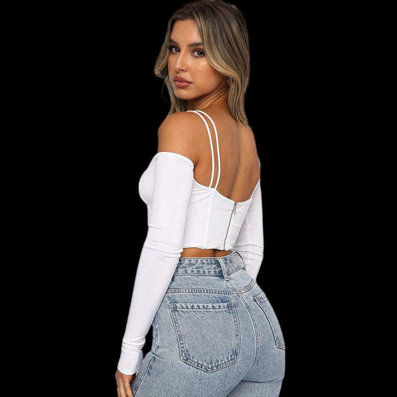 Elevate Your Style with the Long Sleeve Crop Corset Top for Women White Beachwear Australia