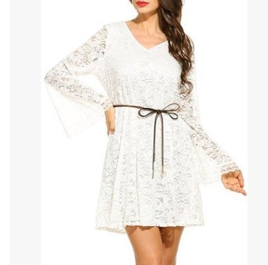 Summer Elegance V-Neck Lace Dress white Beachwear Australia