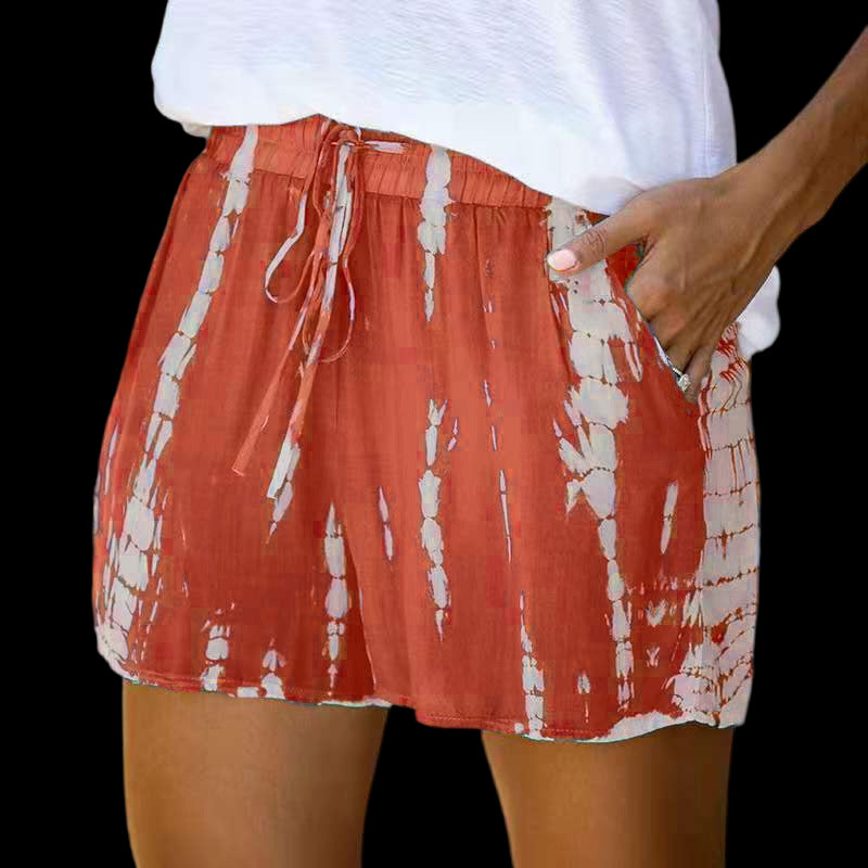 Tie-dye Striped Wide-leg Shorts Red Beachwear Australia
