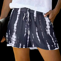 Tie-dye Striped Wide-leg Shorts Black Beachwear Australia