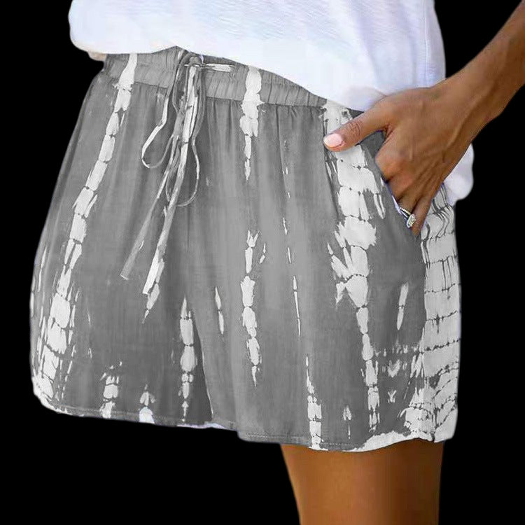 Tie-dye Striped Wide-leg Shorts Grey Beachwear Australia