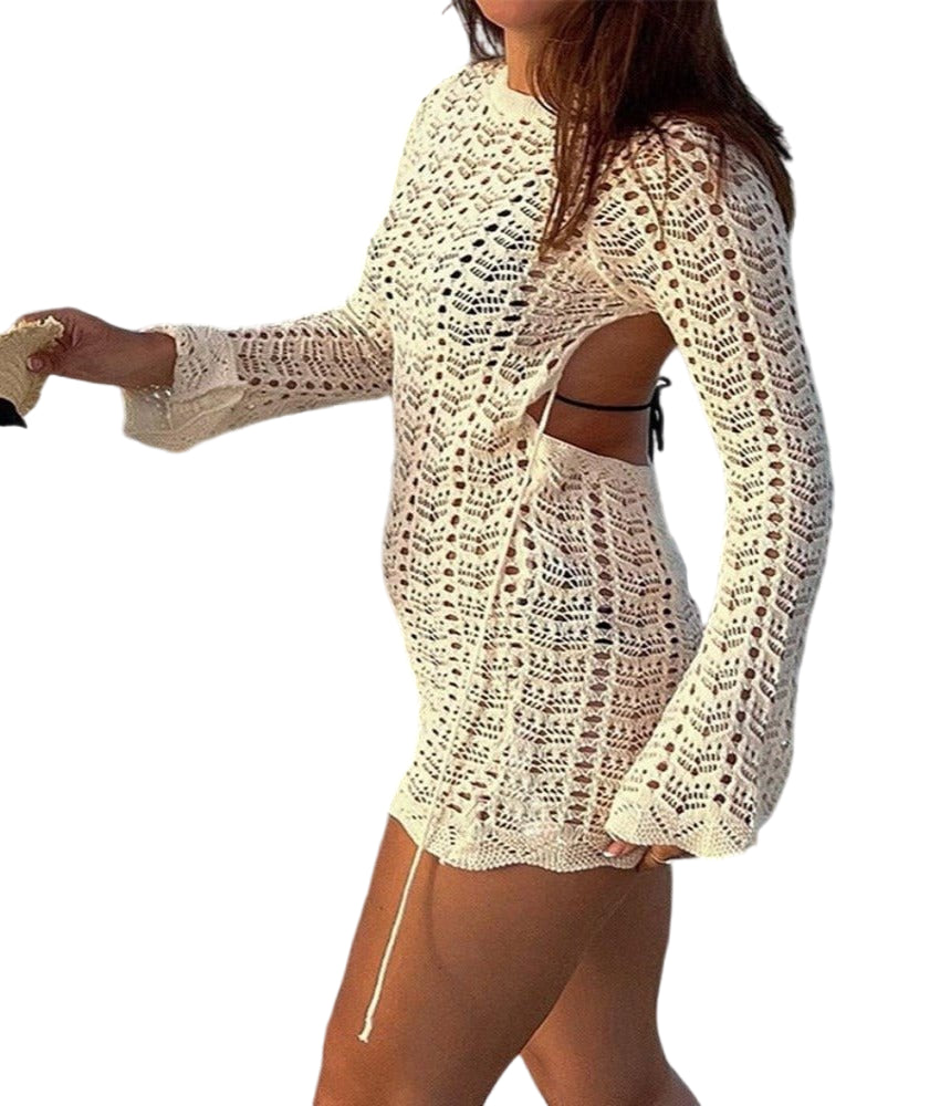 Summer Goddess Backless Crochet Bodycon Cover-Up White Beachwear Australia