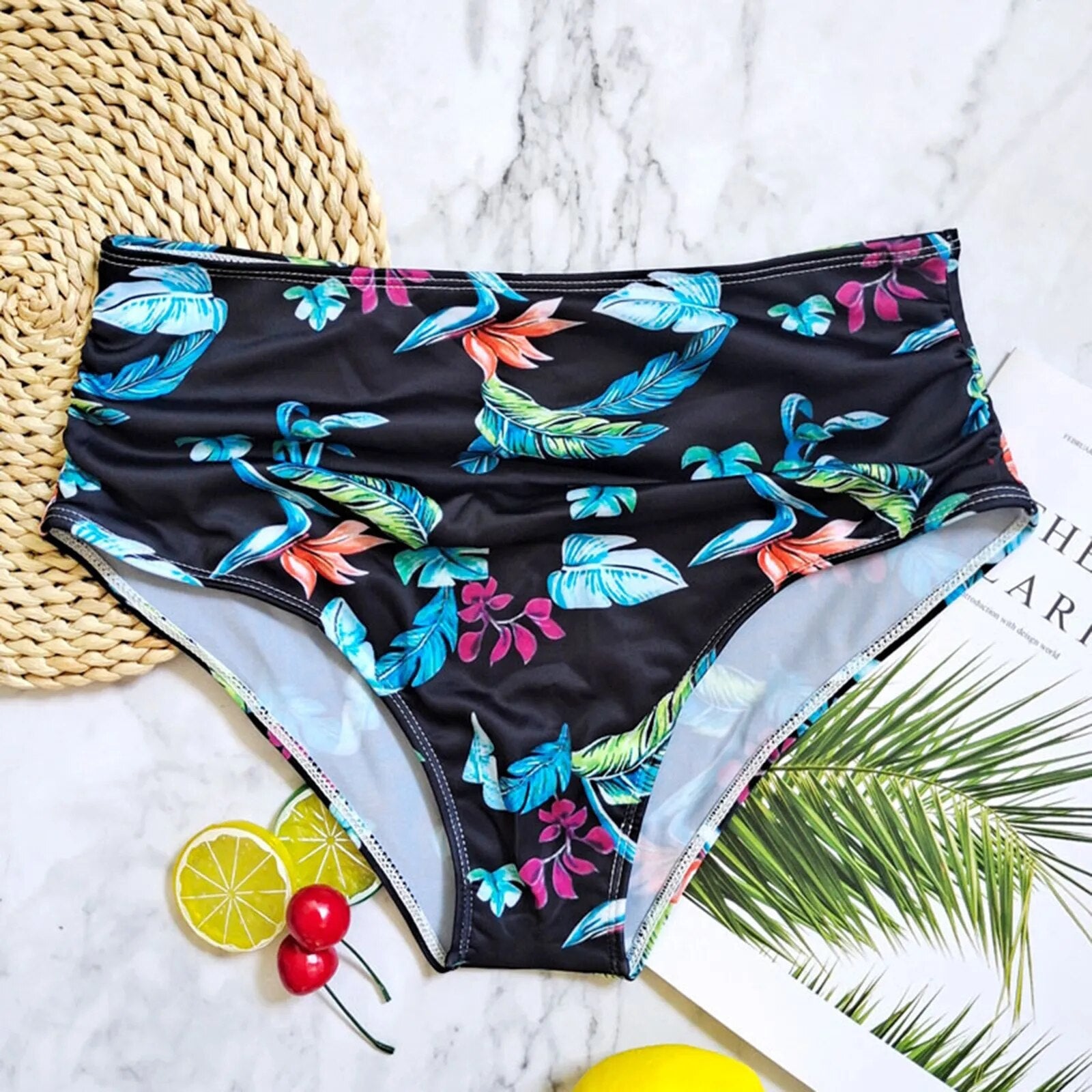 Summer Leaf Print Plus Size Bikini Bottoms Green Beachwear Australia