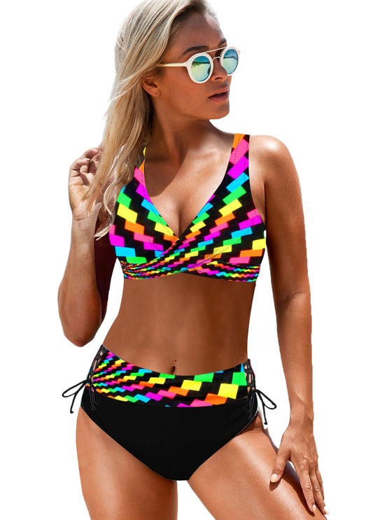 Vibrant Spectrum Rainbow Striped Multicolor Bikini Rainbow bar Beachwear Australia