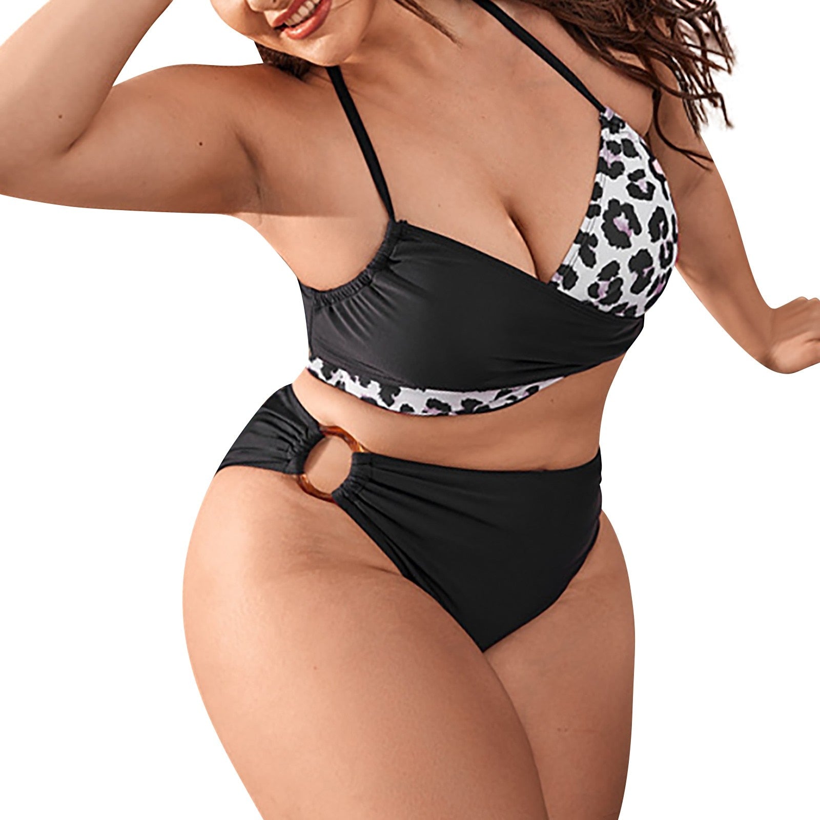 Wild Beauty Leopard Print Plus Size Bikini Set Black Beachwear Australia