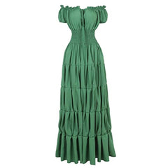 Women's Medieval Renaissance Dress with Boho Petticoat green Beachwear Australia