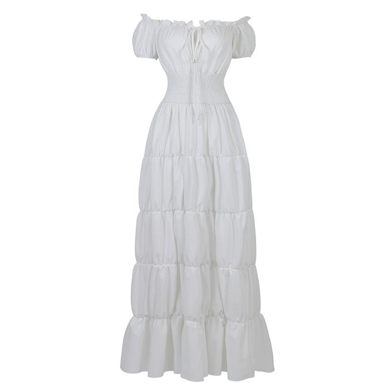 Women's Medieval Renaissance Dress with Boho Petticoat white Beachwear Australia