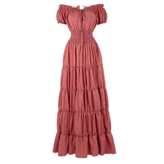 Women's Medieval Renaissance Dress with Boho Petticoat brick red Beachwear Australia