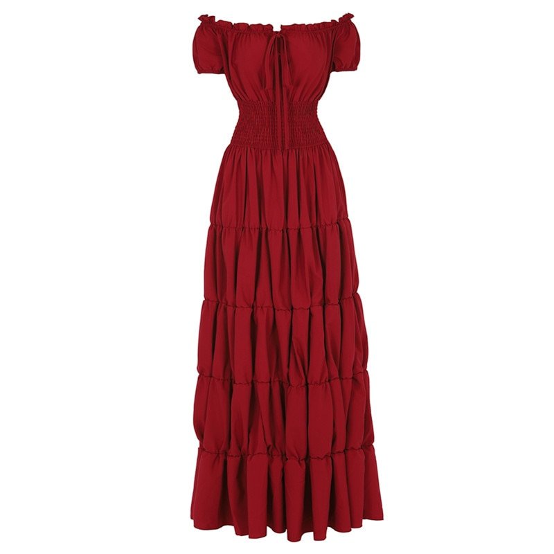 Women's Medieval Renaissance Dress with Boho Petticoat wine red Beachwear Australia