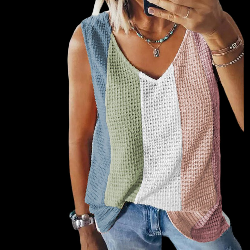 Vibrant Sleeveless Tops for Women Multi Color Stripe Beachwear Australia