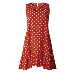 Women's Sleeveless Ruffled Mini Dress in Plus Size Red Beachwear Australia
