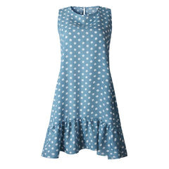Women's Sleeveless Ruffled Mini Dress in Plus Size Blue Beachwear Australia