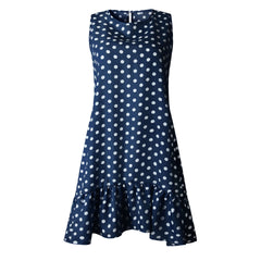 Women's Sleeveless Ruffled Mini Dress in Plus Size Navy Blue Beachwear Australia
